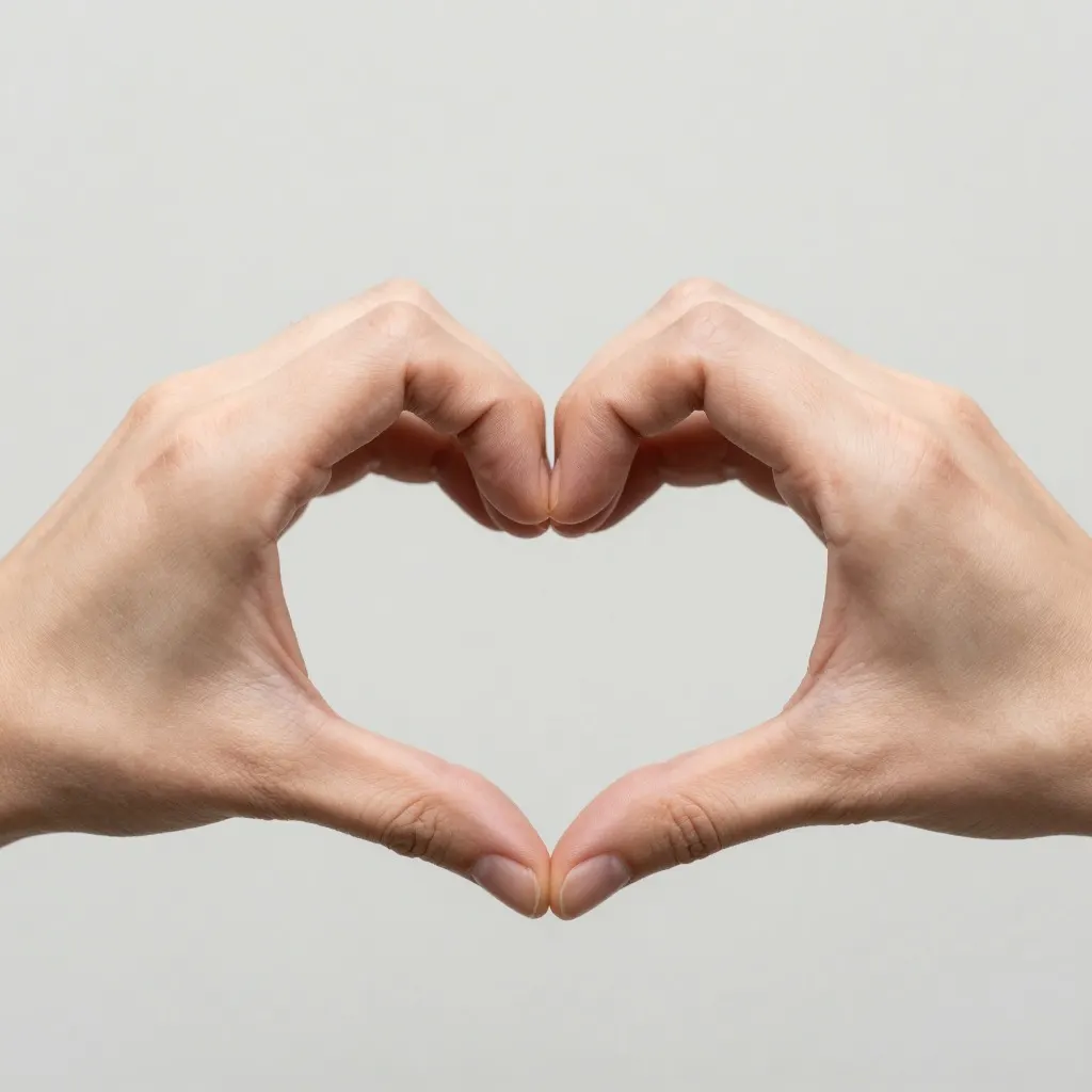 Two hands forming a heart shape with smooth outer edges and no visible folded fingers