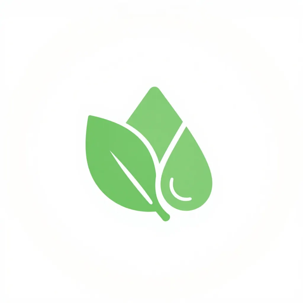 Wellness logo mark combining a leaf and a water drop in soft green