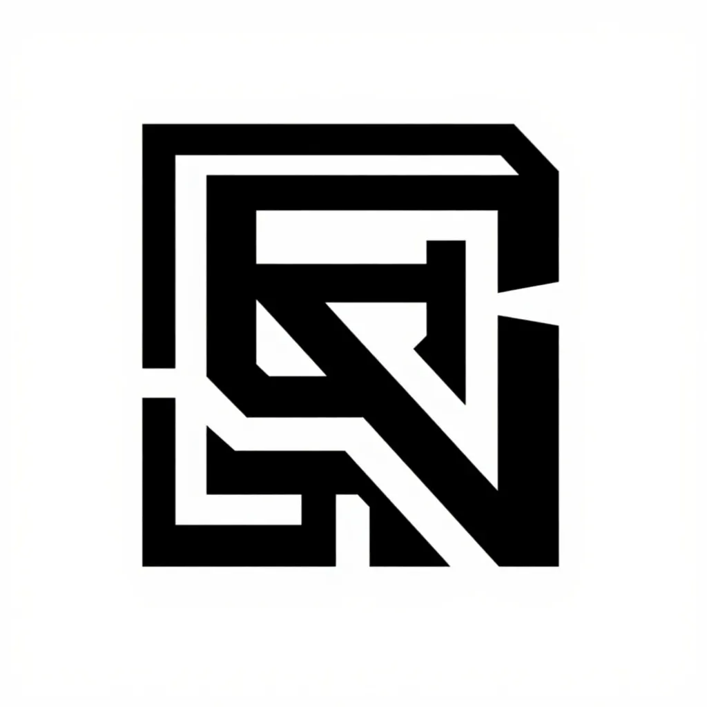Monogram style logo mark built from thick black geometric letterforms