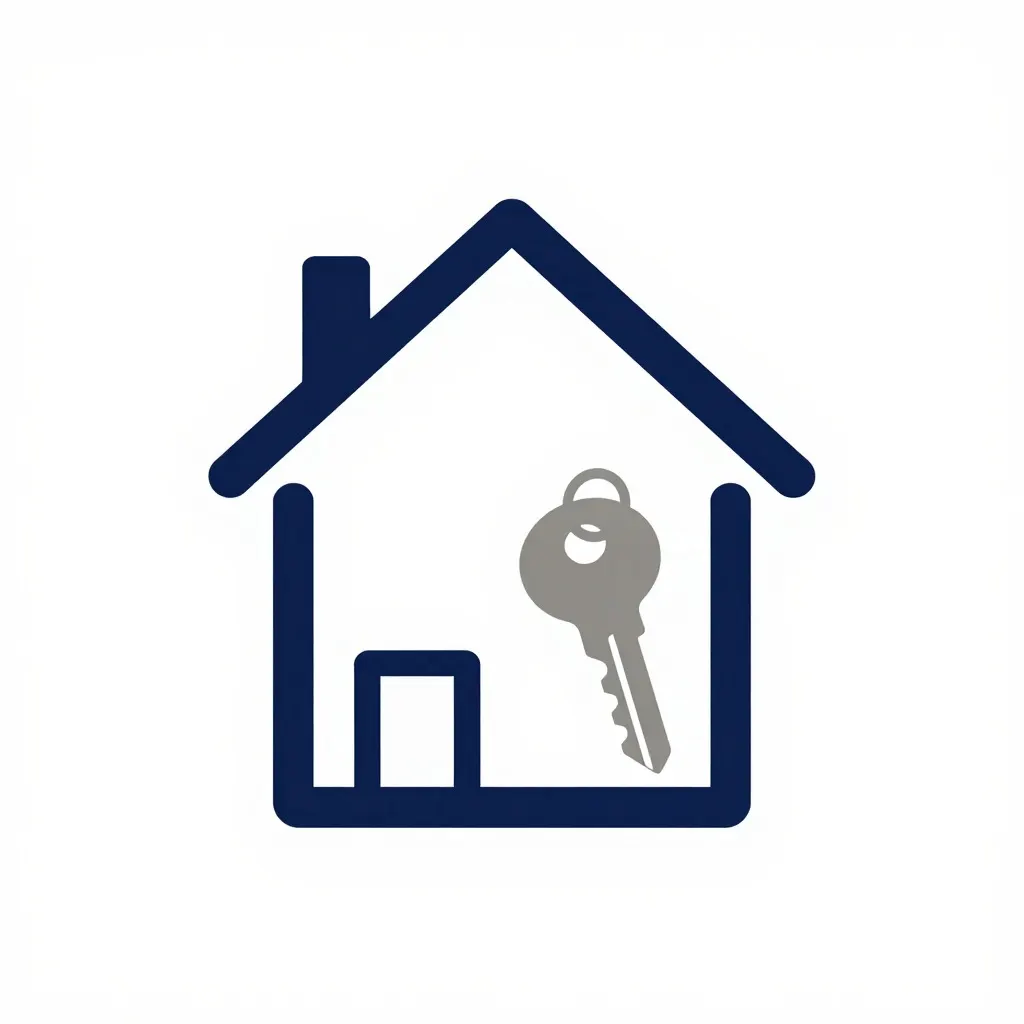 Real estate logo mark of a house outline combined with a key